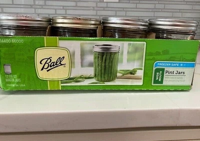 $25.99 • Buy Ball Box Of 12 Mason Jars Freezer Safe Pint (16 OZ) Wide Mouth