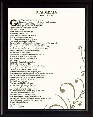 Max Ehrmann Poem Desiderata - Framed Poster Picture Print Motivational Wall Art • $15.67