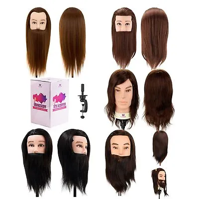 100% Real Human Hair Male Mannequin Head Man Barber Hairdressing Training Head • £19.59