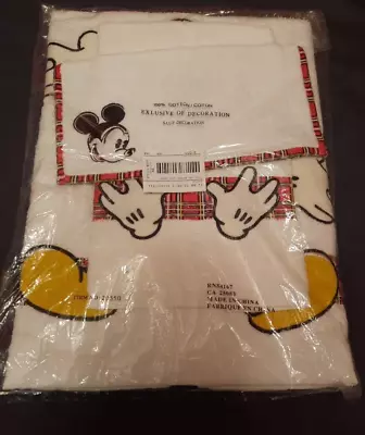 Disney Mickey Mouse Bathroom Towel 3 Piece Set Scattered Mickey Plaid Trim NIP • $54.50