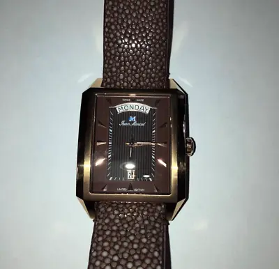 Jean Marcel Quadrum Swiss Made Automatic Gold Tone Watch With Stingray Band • $1499