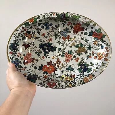 Vintage Daher Decorated Ware Oval Tray Dish Floral 11101- Made In England- • $24