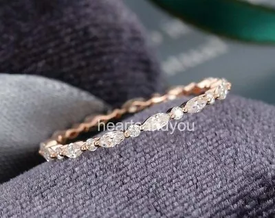 Petite Full Eternity Wedding Band 1ct Simulated Diamond Rose Gold Plated • $49.99