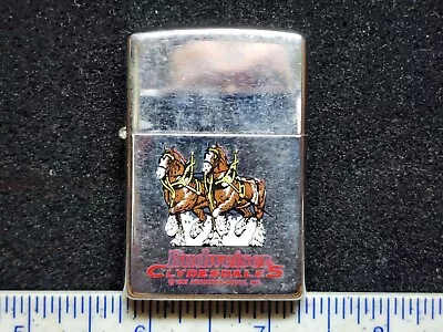 $75 • Buy Vintage Slim Zippo Lighter Budweiser Clydesdale Horses Used 