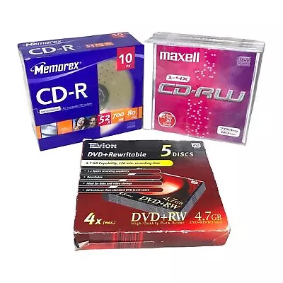 Memorex CD-R 700MB X 10 Maxell CD-RW 700MB X 4 & Tevion DVD+RW 4.7GB X 5 Bundle • £14.99