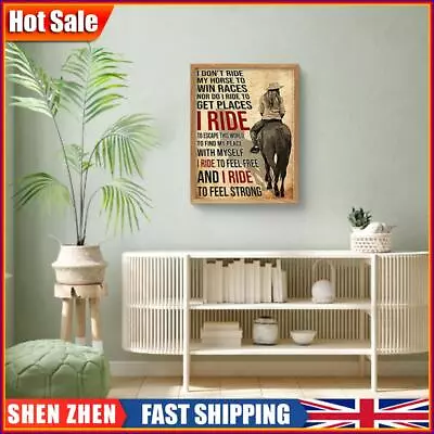 Horse Riding Girl Decorative Picture Poster Polyester For Home Ornaments (Z266) • £4.43