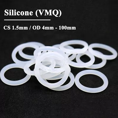 O-Rings CS 1.5mm Food Grade Silicone O Ring Sealing Washer Gasket OD 4mm - 100mm • $2.74