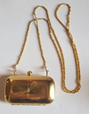 Vintage Gold Compact Purse Made In Italy Gold Chain Strap • $19.99