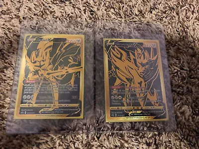 $60 • Buy Pokemon Zacian V And Zamazenta V Gold Ultra Premium Promo Cards. Set Of Two. NM.