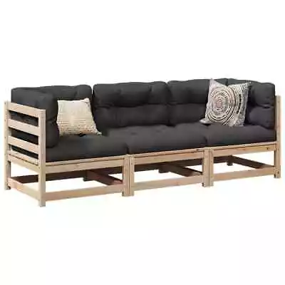 Garden Sofa Set 3 Piece Outdoor Corner Solid Wood Pine VidaXL • £148.99