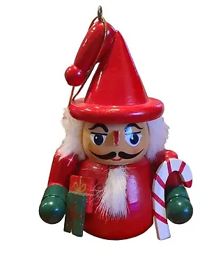 Beautiful Red Wooden Nutcracker Ornament Figure Round Base 5  Tall • $11.95