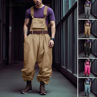 Fashion Mens Strappy Long Jumpsuits Playsuits Casual Baggy Pants Trousers S-5XL • $39.89