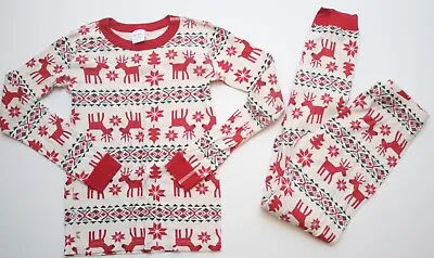 $0.99 • Buy Girls Hanna Andersson Reindeer Holiday Cotton Pajamas Size 150 (12)