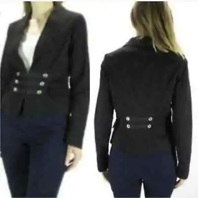 CAbi The Band Military Jacket Black Blazer Silver Buttons Steampunk Gothic 329 • £25.33