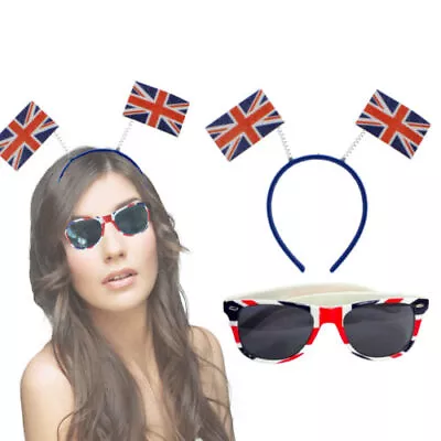 Union Jack Sunglasses & Headband King Coronation Fancy Dress Party Accessories • £8.63