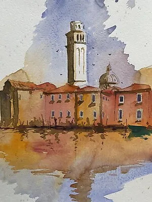 Watercolor Venice Painting City Decoration Venezia Italy Art Canal Gondole • $180