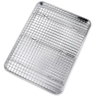 Cookie Sheet And Cooling Rack Set 16 Inch Stainless Steel Baking Pan With A Rac • $22.87