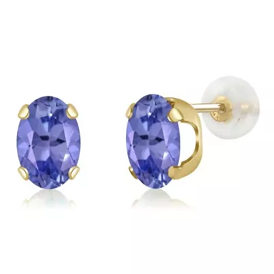 14K Yellow Gold 1.50 Ct Oval 7x5mm Blue Tanzanite Stud Earrings • $177.99