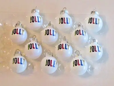  Jolly  White Glass Christmas Miniature Balls Ornaments 25mm 1  New 12 Pieces • $9.95