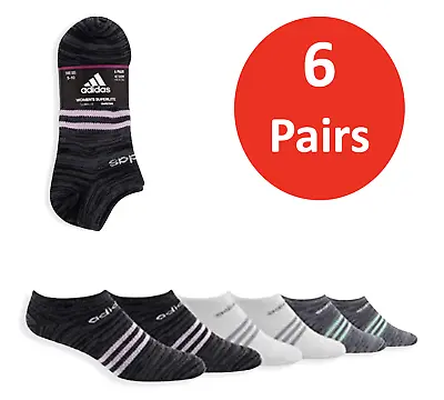 Adidas Women's Superlite No Show Low Cut Socks 6 Pair Black White Grey New • $36.95