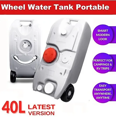 New 40L Portable Wheel Water Tank Outdoor Camping Motorhome Caravan Storage Grey • $189.99