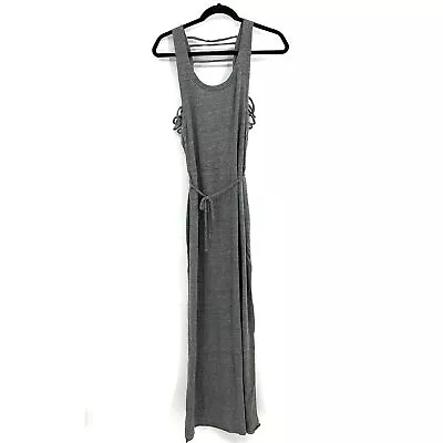 NWT CHASER Gray Low Back Strappy Super Soft Maxi Dress Side Slits Size Medium • $45