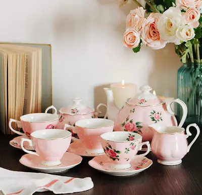 English Porcelain Tea Set Floral Vintage Style China Teapot Wedding Gift For Her • $84.97