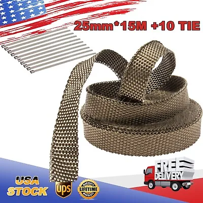1 X50' Roll Stainless Steel Firm Titanium Exhaust Header Heat Wrap Tape +10 Ties • $14.65