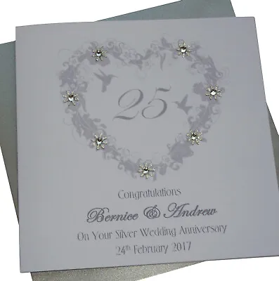 Personalised Handmade Silver /25th Wedding Anniversary Card • £3.49