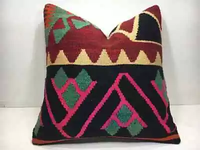 20x20 Kilim Cushion Cover Vintage Throw Kilim Pillow Cover Handmade Pillow Cover • $31.15