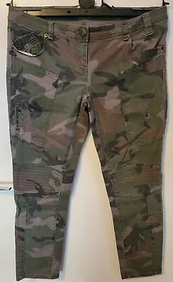 £9.99 • Buy River Island Camo Camouflage Army Cargo Combat Biker Skinny Jeans Studded 14 27l