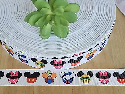 1 Inch (1 YD) Mickey Mouse Grosgrain Ribbon Pluto Daisy Duck Goofy Minnie Mouse • $0.99