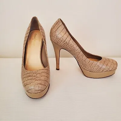 Cole Haan Mariela Air Patent Leather Maple Sugar Croc Print Pump Size 6.5B Beige • $24.99