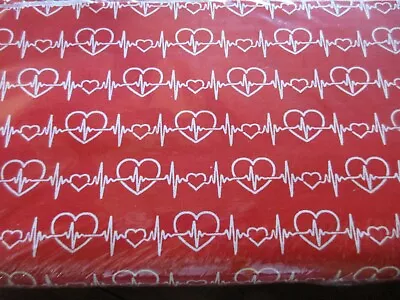 Red Heartbeat Cotton Fabric 1 Fat Quarter EKG Medical Nurse Doctor EMT • $4