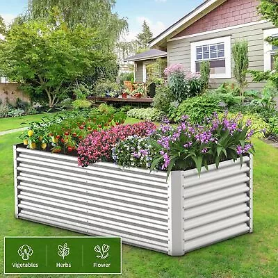 8x4x2ft Outdoor Metal Raised Garden Bed Planter Box For Vegetables Flowers Herbs • $79.99