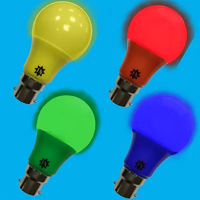 6w LED Coloured Lamp GLS B22 Light Bulb Choose Between Red Yellow Green Blue • £2.99