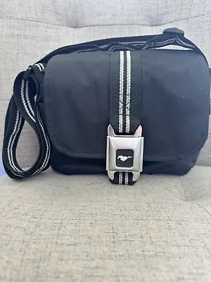 Ford Mustang Buckle Down Seatbelt Purse Handbag Crossbody Bag Black Canvas • $29.96