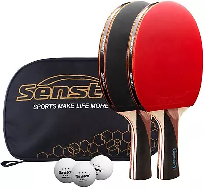 Senston Table Tennis Bats 2 Player Set Ping Pong Paddle Set With Racket Case • £19.59