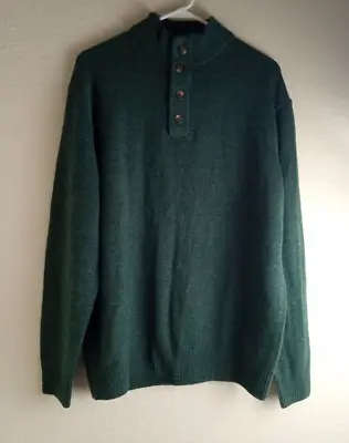 Enzo Mantovani Sweater Mens Large Green 100% Wool Pullover Sweatshirt • $30