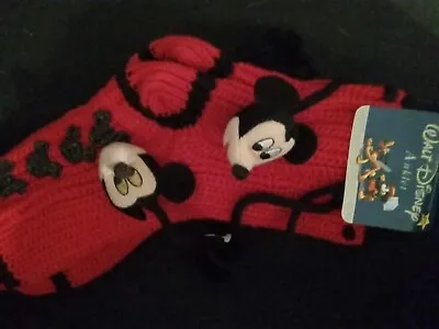 Walt Disney Anklet Red Knitted Mickey Mouse Booty Socks Skid Free Sz 9-11 NEW • $12