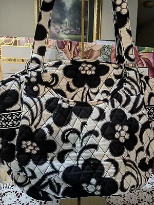 SALE Vera Bradley Night & Day Black & White Satchel/Shopper/ Tote EUC • $30