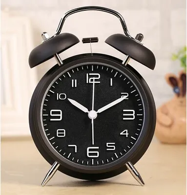 $23.95 • Buy Metal Twin Bell Double Metal Alarm Clock Analogue Silent Clock Bedside Clock