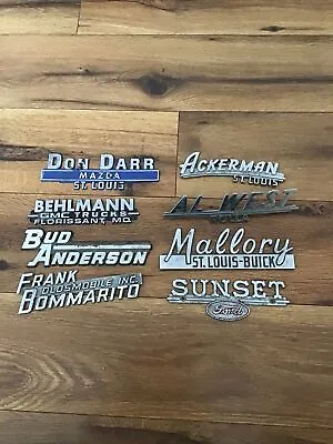 LOT Of 8 Vintage Metal Plastic  Car Dealer Emblems Missouri Bommarito Ackerman • $31.50