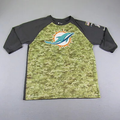 Miami Dolphins Shirt Mens XL Green Camo Nike Slaute To Service Nike 3/4 Sleeve • $24.97