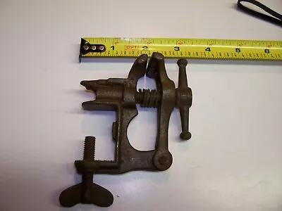Vintage Small Mini Cast Iron Vise With Small Anvil On Clamp End • $10