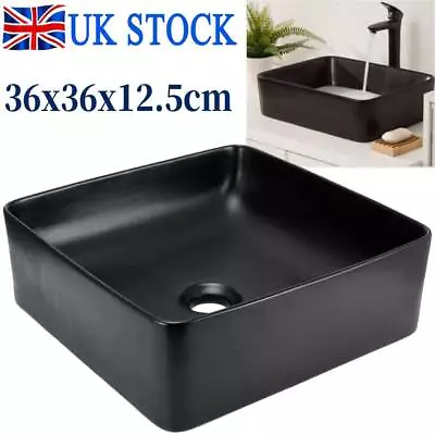 Rectangle Bathroom Basin Sink Ceramic Bowl Vanity Counter Top Cloakroom Wash NEW • £45.89