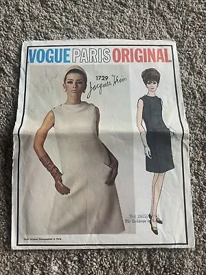 1960s VOGUE Paris Original Sewing Pattern 1729 Jacques Heim Dress Sz 12 Vintage • $24.99