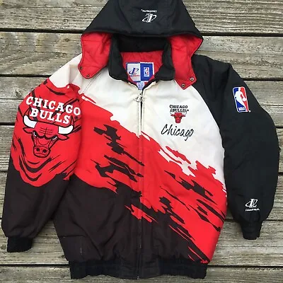 Chicago Bulls Paint Splash Jacket  Logo Athletic  Vtg 90s Youth XL Adult S Med • $133.99