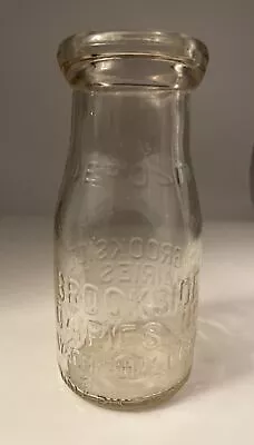 Vintage BROOKSIDE DAIRIES INC. Half Pint Milk Bottle Waterbury Connecticut • $9.99