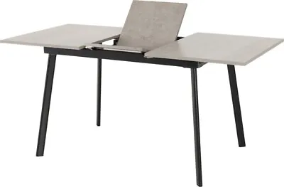 Avery Extending Dining Table In Concrete Grey Oak Effect And Black Metal Frame • £153.44